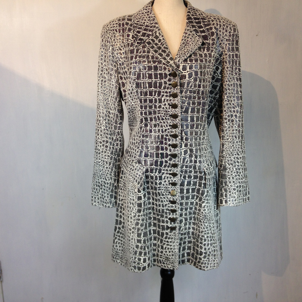 Unique Lauren Taylor Duster Coat faux alligator 18